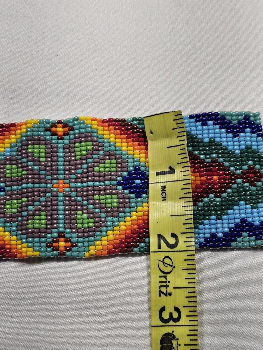 Vintage Huichol Bracelet Beaded Handmade Mexican Folk Art - Picture 4 of 4